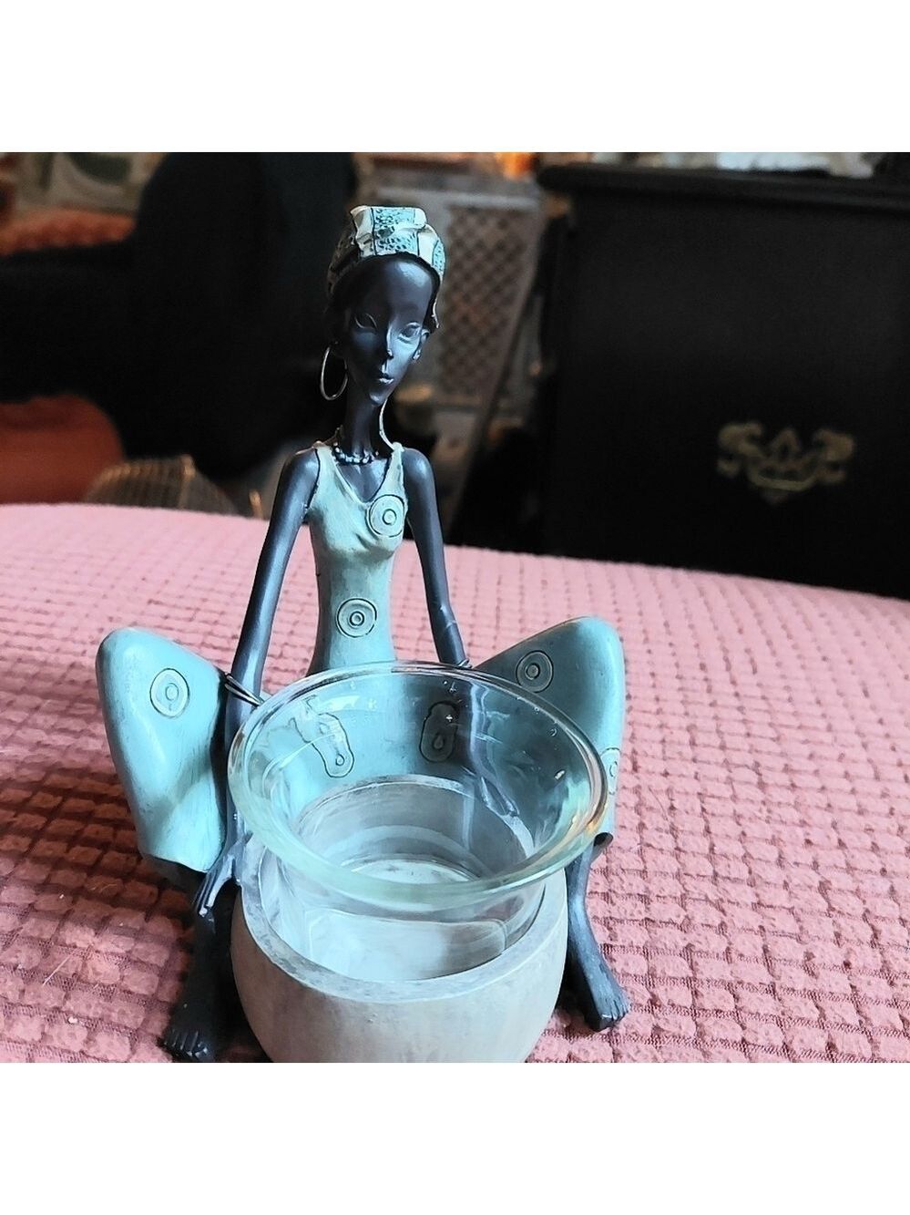 Sitting African Woman Tealight Holder